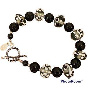 Donna Dressler 925 Sterling Silver and Glass Bead Bracelet